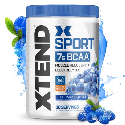[BRSWGEA7OUIGG23H] XTEND Sport BCAA Powder Blue Raspberry Ice - Electrolyte Powder for Recovery & Hydration with Amino Acids - 30 Servings