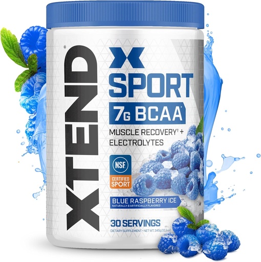 [BRSWGEA7OUIGG23H] XTEND Sport BCAA Powder Blue Raspberry Ice - Electrolyte Powder for Recovery & Hydration with Amino Acids - 30 Servings