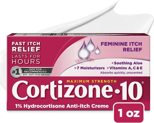 [BRSRMGAEOUNAID37] Cortizone 10 Maximum Strength Feminine Itch Cream, 1% Hydrocortisone, 1 oz.