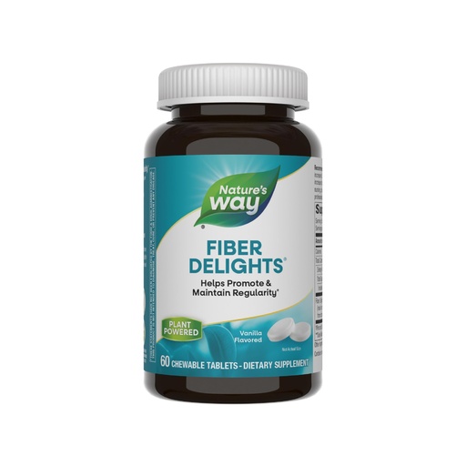 [BRSWIYT3PMDRYCDC] Nature's Way Fiber Delights, Supports Digestive Regularity*, 4 Grams per 2-Tablet Serving, with Oat Hull & Prebiotic Blend, Vanilla Flavored, 60 Chewable Tablets (Packaging May Vary)