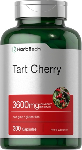[BRSROYDQAAMQ2YLK] Horbäach Tart Cherry Extract Capsules | 3600mg | 300 Pills | Non-GMO, Gluten Free | Traditional Herbal Supplement
