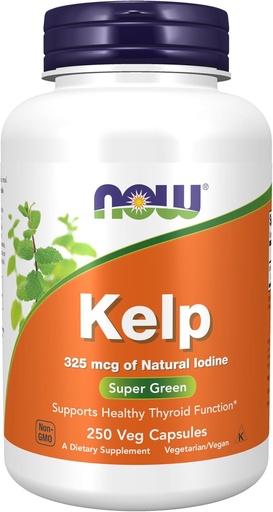 [BRSWIYTQAJ4RQHLA] AHORA Suplementos, Kelp 325 mcg de Iodo Natural, soporta la función tiroidea saludable*, Super Verde, 250 cápsulas Veg