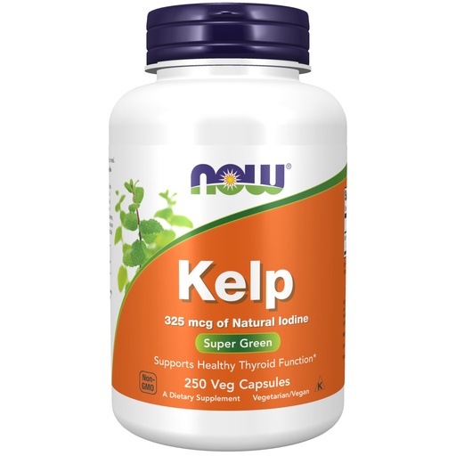 [BRSWIYTQAJ4RQHLA] NOW Supplements, Kelp 325 mcg of Natural Iodine, Supports Healthy Thyroid Function*, Super Green, 250 Veg Capsules