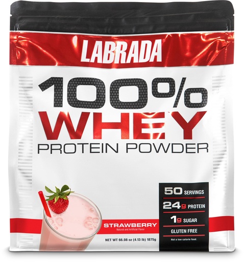 [BRSWIAD7OMGAG33M] Labrada Nutrition 100% Whey Protein Powder, Strawberry, 4.13 lb