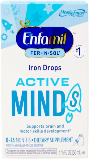 [BRSWIYT6DMIQIEAZ] Enfamil Fer-In-Sol Iron Supplement Drops for Infants & Toddlers, 15 mg , 1.67 fl oz (50 ml)
