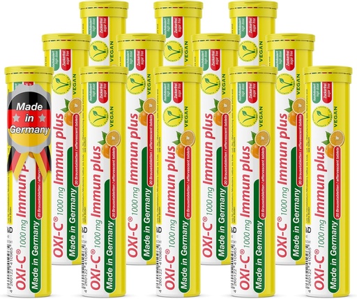 [BRSWYAQCCQHQOCT3] T&D Oxi C 1000 mg Vitamin C - 240 Vegan Drink Effervescent Tablets - Orange Flavor - Made in Germany