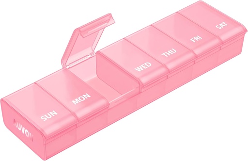 [BRSROGD4PJ7BED3G] AUVON Pink XL Weekly Pill Organizer dengan Effortless Opening Design, Arthritis Friendful Pill Box, BPA- Free Pill Organizer 7 Day, Cute & Portable Pill Case for Vitamin, Suplemen dan Medis