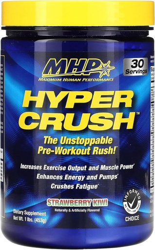 [BRSW2EAHCAPWYADH] Maximum Human Performance Hyper Crush Pre Workout Powder, Increase Energy, Muscle Pumps, Power, Fights Fatigue, creatine, beta Alanine, Nitric Oxide, citruline, AKG, Strawberry Kiwi, 30 Pegawai