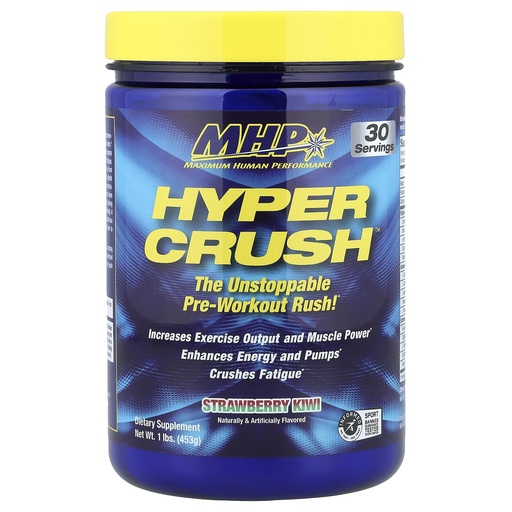 [BRSW2EAHCAPWYADH] Maximum Human Performance Hyper Crush Pre Workout Powder, Increases Energy, Muscle Pumps, Power, Fights Fatigue, creatine, beta Alanine, Nitric Oxide, citrulline, AKG, Strawberry Kiwi, 30 Servings