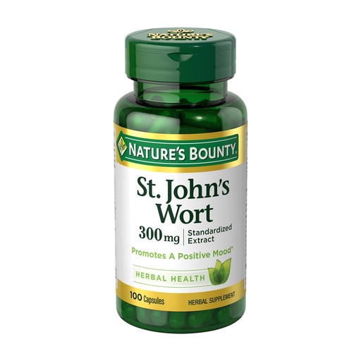 [BRSWIGD3B4FGY2DO] Nature's Bounty St. John’s Wort 300mg Capsules, Herbal Health Supplement, Promotes a Positive Mood, 100 Capsules