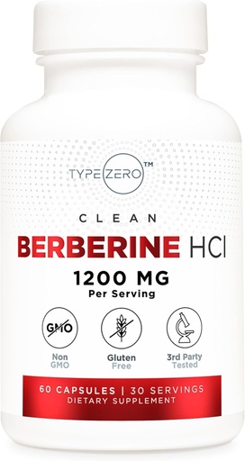[BRSRMCDQOINWGHQV] Тип Zero Berberine HCL 1200 мг 60 капсул - чистый, не-ГМО, безглютеновый добавки