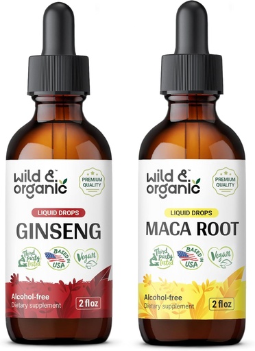 [BRSRAGA3DIARY2Q3] Wild " Organic Ginseng Tincture 2 fl oz " Maca Root Tincture 2 fl oz