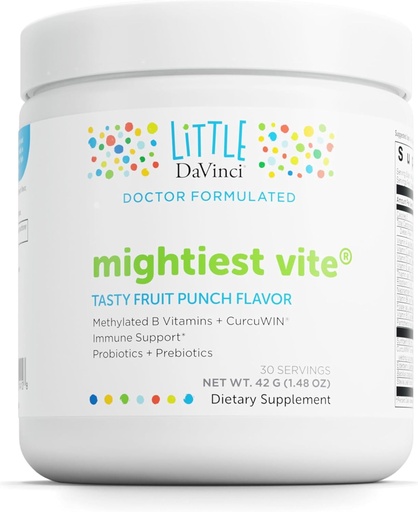 [BRSWGAIFBZYQMEL6] DAVINCI Pienin Vite - Monivitamiini lapsille probiootit ja prebiootit - Tukee immuunijärjestelmän toimintaa, Gut Health & Brain Health* - Fruit Punch Flavor - 30 tarjoilua (42 g)