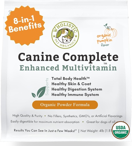 [BRSROGI3BEFGYGQ2] Wholistic Pet Organics Canine Complete - Dog Multivitamin Powder - 4 Lb - Daily Dog Vitamins and Supplements for Homemade Food - Immune System, Skin, Coat & Overall Health - Small and Large Breed