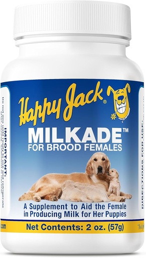 [BRSWIZTZCUEBUFDM] HAPPY JACK Milkade Dog Breeding " Nursing Supplies, Milk Production Aid for Female Dogs " Healthy Litter, Pregnant Prenatal Vitamin with Vitamin B1 (2 oz)