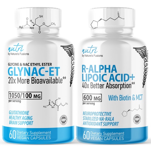 [BRSRAZ35CUBQO2DB] Nature's Fusions GlyNAC-ET (60 Capsules) - R Alpha Lipoic Acid 600mg (60 Capsules) - Anti Aging Bundle
