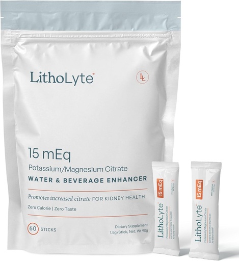 [BRSROAAZCMHAKHQV] Nierengesundheit 15 mEq | Wasser & Getränke Enhancer für Nierengesundheit | Entwickelt von Urologen | 60 Sticks