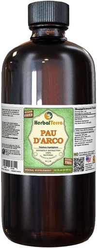 [BRSWGBQPOIBWMETP] PAU d 'arco (Tabebuia Impetiginosa) Glycerit, Tørret Bark Alkohol- Free Liquid Extract (Brand Name: HerbalTerra, Stolt Made in USA) 32 fl.oz (0,95 l)