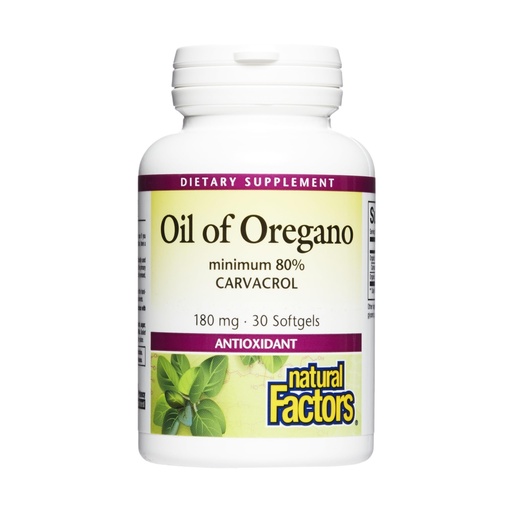 [BRSWIFQ4BMHRKEDA] Natural Factors, Oil of Oregano 180 mg, Helps Maintain Good Health with Extra Virgin Olive Oil, 30 softgels (30 servings)