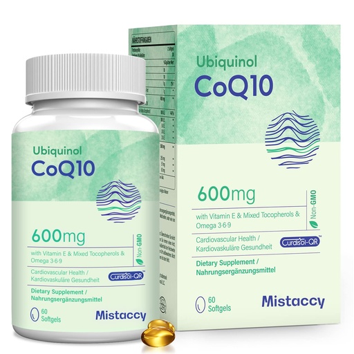 [BRSRMYIEBUCWC2T6] CoQ10 600mg Softgels | High Absorption CoQ10 Ubiquinol Supplement | Reduced Form Enhanced with Vitamin E & Omega 3 6 9 | Antioxidant Powerhouse Good for Health| 60 Softg