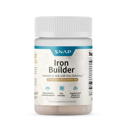 [BRSWYHQCOQMWMHIV] Snap Supplements Natural Iron Builder Supplements, 21mg Iron Pills to Increase Energy, Metabolism & Digestion, Absorbs Quickly Vitamins Organic Nutrients (60 Capsules)