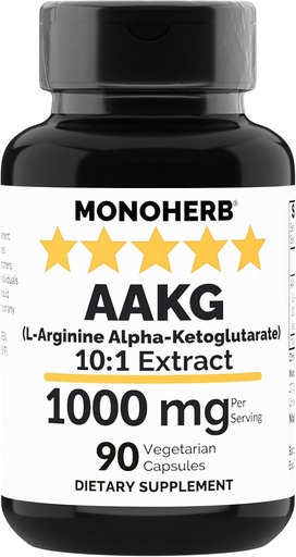 [BRSROGQTOFYAGA3A] MONOHERB AAKG - L-Arginine Alpha-Ketoglutarate - 1000 mg - 90 Vegetarian Capsules