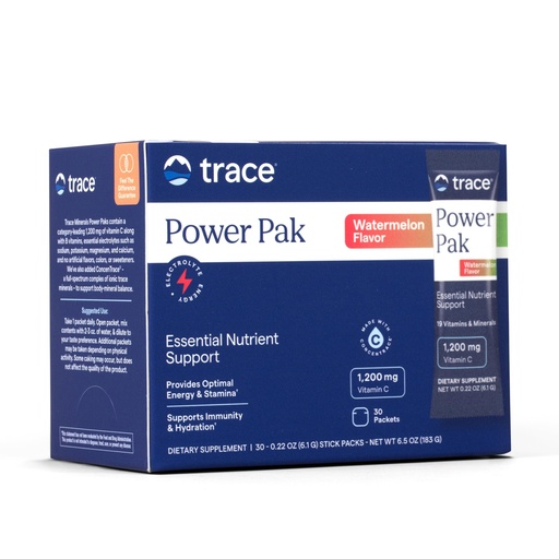 [BRSWGFAZOB6BUYD2] Trace Minerals | Power Pak Electrolyte Powder Packets | 1200 mg Vitamin C, Zinc, Magnesium | Boost Immunity, Hydration and Natural Energy | Watermelon | 30 Packets