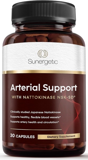 [BRSROGIKOADWGC3O] Sunergetic Premium Nattokinase Supplement for Arterial Support - Nattokinase 2000 FU (NSK-SD) Pycnogenol, Pomegranate & Beets - 100mg Nattokinase for Artery Health, Heart & Blood Vessels-30 Capsules