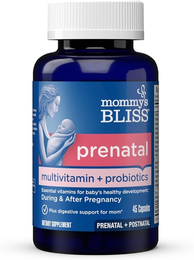 [BRSWYYARAQPGYGTH] Anne'nin Bliss Prenatal Multivitamin + Probiyotik for Women w/ Folic Acid, Supports Baby Development & Mom's Digestion w / çinko, B6 & B12, Ginger & Choline, Vegan & Gluten Free (45 hizmet)
