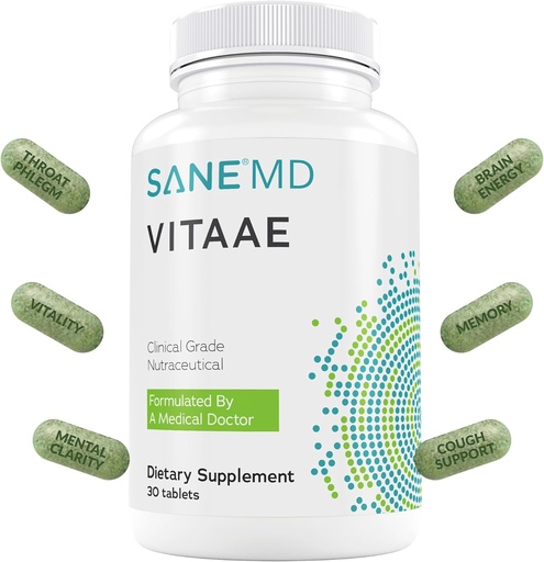 [BRSWYFIYA4PGYDYV] SANE MD Vitaae - Fleuma Garganta, Tosse e Apoio ao Cérebro - Suplementos de Citicolina para Saúde Respiratória, Garganta e Cérebro