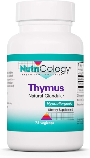[BRSWIYQDBZYAEGDU] Nutricology Thymus Supplement - Thymus Tissue, Glandular Extract, 1000mg Raw Thymus Glandular, Ovine, Lyophilized, Hypoallergenic - 75 Count