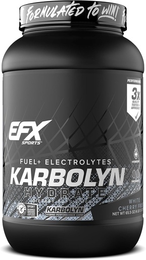 [BRSRMBQCOAHW2AL3] EFX Sports Karbolyn Hydrate | Carbohydrate Powder + Electrolytes | Sugar Free Sports Drink Mix | Fuel & Hydration | Stimulant Free | 66 Servings (White Cherry Frost)