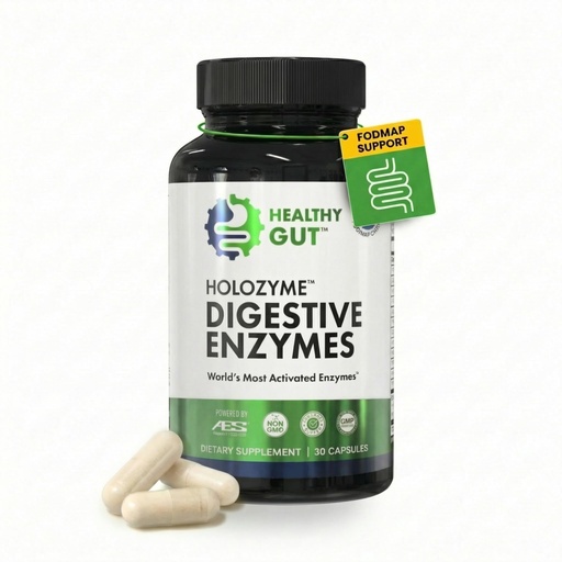 [BRSRAFI6AUARGDYY] Healthy Gut HoloZyme Max Strength Digestive Enzymes | FODMAP-Friendly Formula Prevents Bloating, Gas, & Indigestion w/Protease, Amylase, Lipase, Lactase, and More | 15 Servings (Sample Bottle)