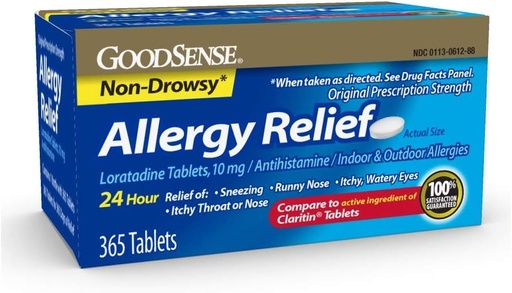 [BRSWGAQNOR4AAADF] Goodsense Alergie Relief Loratadine 10 Mg 24 Hr Tablets, Blue, 365 Count (Pack of 12)