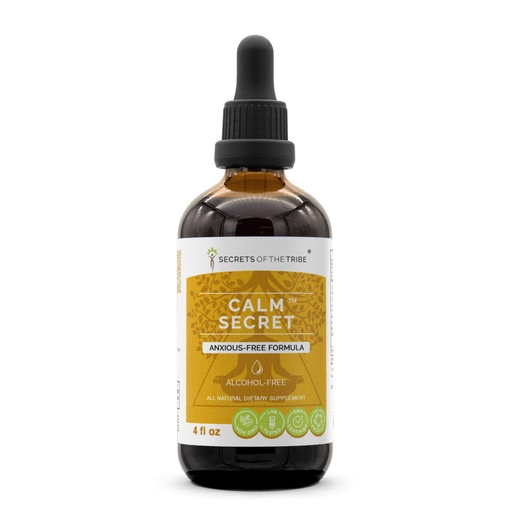 [BRSWEC33BAHWGCTA] Secrets of the Tribe - Calm Secret, Herbal Supplement Blend Drops Alcohol-Free Liquid Extract, Anxious-Free Formula (4 fl oz)