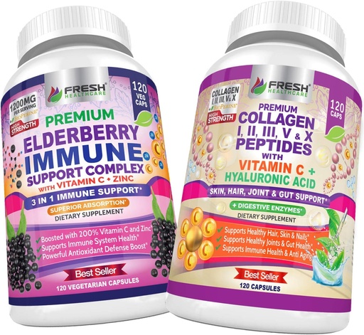 [BRSWYBAOC4GRYYDO] FRESH HEALTHCARE Elderberry Immune Support and Multi Collagen Peptides - Bundle