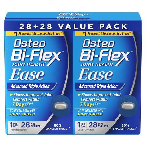 [BRSWGEITOYOQMDI4] Osteo Bi-Flex Ease Mini Tablet Triple Action UC-II Collagen Supplement with Vitamin D, Improve Joint Function, Strength, Flexibility, Mobility 28 Mini Tabs, 2 Pack