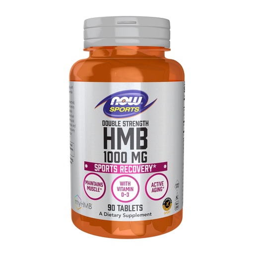 [BRSWGZAEBZ5A22A2] NOW Foods Sports Nutrition, HMB (β-Hydroxy β-Methylbutyrate), Double Strength 1,000 mg, 90 Tablets