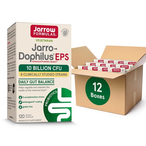 [BRSRMAILOF7RSELD] Jarrow Formulas Jarro-Dophilus EPS Probiotics 10 Billion CFU for Intestinal Tract Support, Probiotic Supplement for Gut Health for Women and Men, 120 Veggie Capsules, Up to a 60 Day Supply,Pack of 12