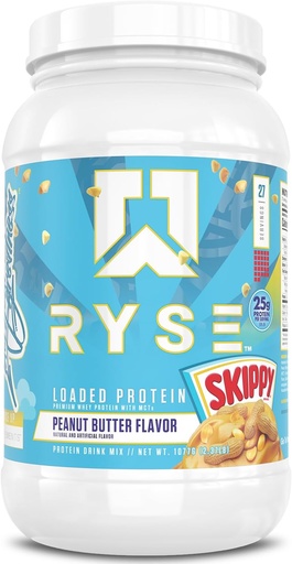 [BRSROZT6CN6R4GTA] RYSE Geladen Proteïnepoeder - Skippy Pindakaas - 25g Wei Proteïne Isolaat & Concentraat met Prebiotische Vezel & MCT's - Lage Carb, Lage Suiker, Digestief-Vriendelijk - 27 Servers / 2 lb Tub