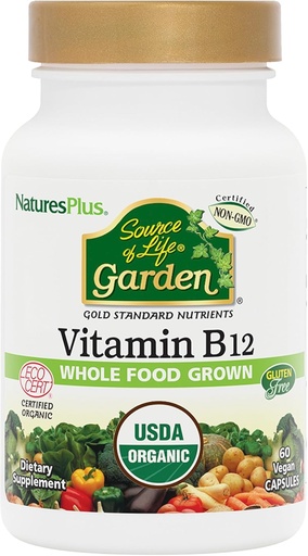 [BRSROFIKOF5GYDLH] NaturesPlus Life Gardeni allikas Vitamiin B12 - pakend 2, 60 vegankapslit - taimetoitlane, gluteenivaba, sertifitseeritud orgaaniline - 60 kokku