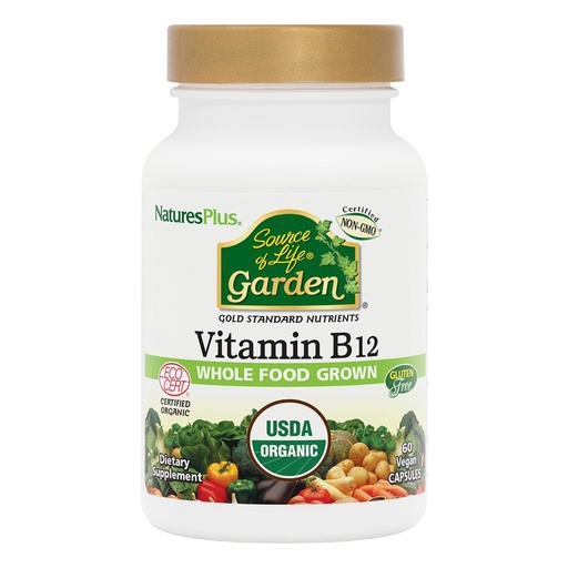 [BRSROFIKOF5GYDLH] NaturesPlus Source of Life Garden Vitamin B12 - 60 Capsules, Pack of 2 - Includes 20+ Whole Food Extracts - USDA Certified Organic, Non-GMO, Vegan, Gluten Free - 60 Total Servings