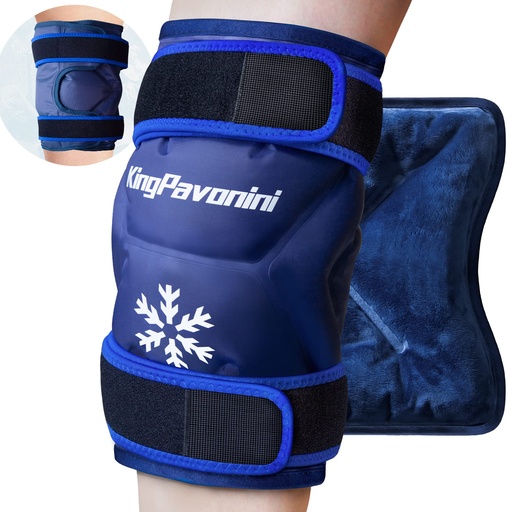 [BRSRMZTYAQGWEGTL] KingPavonini XXL Knee Ice Pack Wrap Around Entire Knee After Surgery, Large Reusable Gel Ice Pack for Injuries, Pain Relief, Swelling, Sports Injuries, 1 Pack (Blue)