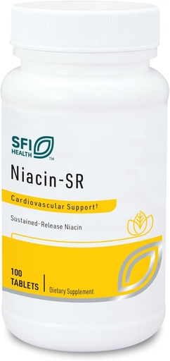 [BRSWI2T4PICBCGA7] Klaire Labs SFI Health Niacin-SR - 500 Milligram Sustained Release Essential Vitamin B3 för att hjälpa till att undvika flush, justerbar dos och hypoallergen (100 poäng tabletter)