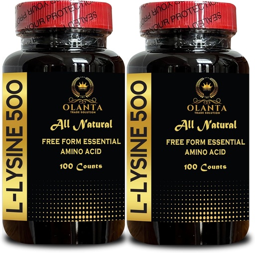 [BRSRAGACO4AQGCL5] L-LYSINE 500 - Natural Supplement Promoting Stress Support & Nervous System Health, L-Lysine HCl, Daily lysine intake, Energy Production, Amino Acid Vitamin Supplement - 2 Bottles 200 Counts