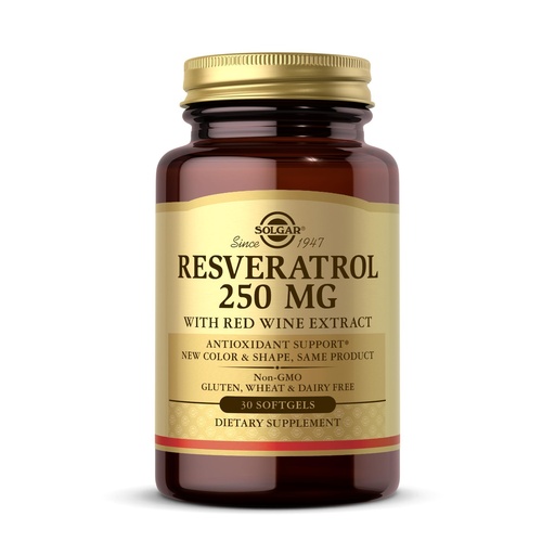 [BRSWIYAGBVYA4CDK] Solgar Resveratrol with Red Wine Extract Softgels, 250 mg, 30 Count