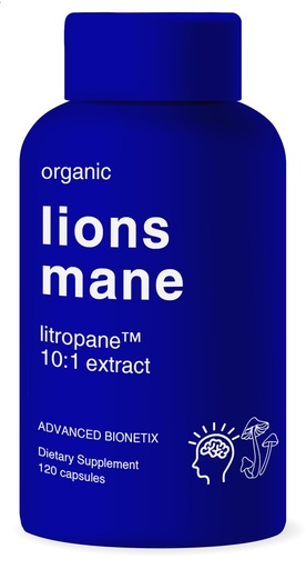 [BRSRMBTYOR4BMEI6] Advanced Bionetix Organic Lions Mane Supplement 120 Capsules. Brain Support Nootropic Immune System Support Mushroom Supplement. Highly Concentrated Purified Extract, w/Patent Pending Litropane™