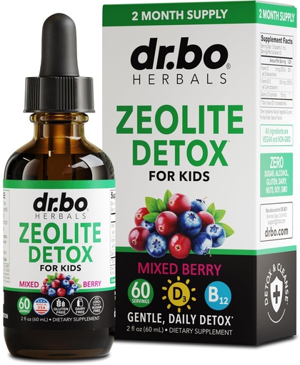 [BRSRAFL4AUNWYCDB] Zeolite Detox for Kids Liquid Drops - Advanced Clinoptilolite with Pure Vitamins B12 & D - Kids Gentle Body Daily Cleanse Focus & Speech Extra Clinoptilolite Zeolite Drops Detox Cleanse Supplement 2oz