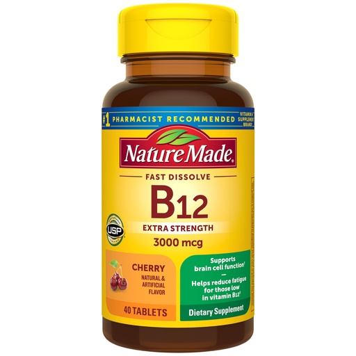 [BRSWIZI3AB7BCD32] Nature Made Vitamin B12 3000 mcg, Easy to Take Sublingual B12 for Energy Metabolism Support, 40 Sugar Free Fast Dissolve Tablets, 40 Day Supply