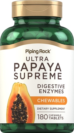 [BRSWGAYECQAR4232] Piping Rock Papaya Digestive Enzymes Chewable | 180 Tablets | Ultra Supplement for Women and Men | Carica Papaya | Vegetarian, Non-GMO, Gluten Free